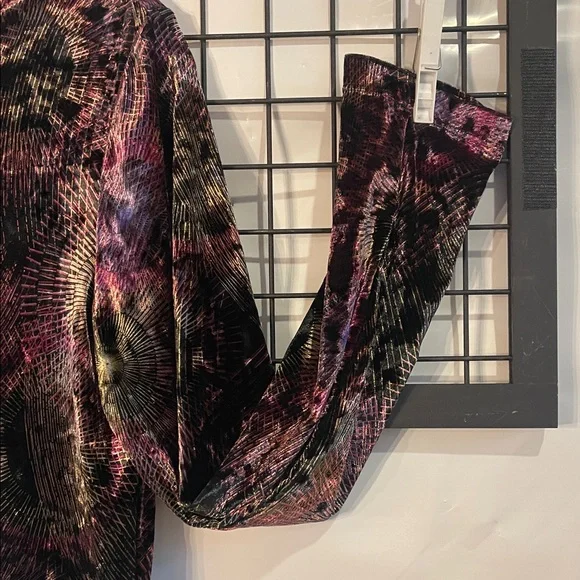 Nygard - Velvet Long Sleeve Top in Black and Purple shimmer - Picture 3 of 7